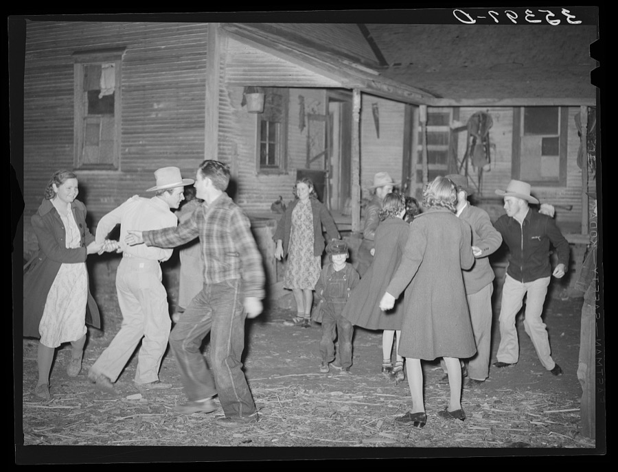 Swing game at play party in McIntosh County, Oklahoma. See general caption 26