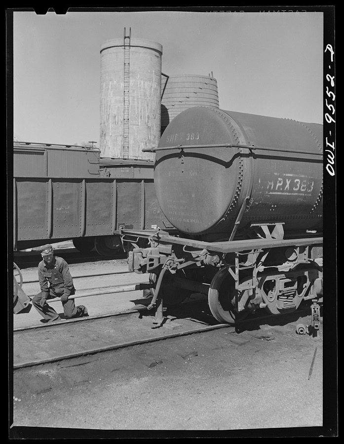 Tulsa, Oklahoma. Oil tank cars and storage tanks
