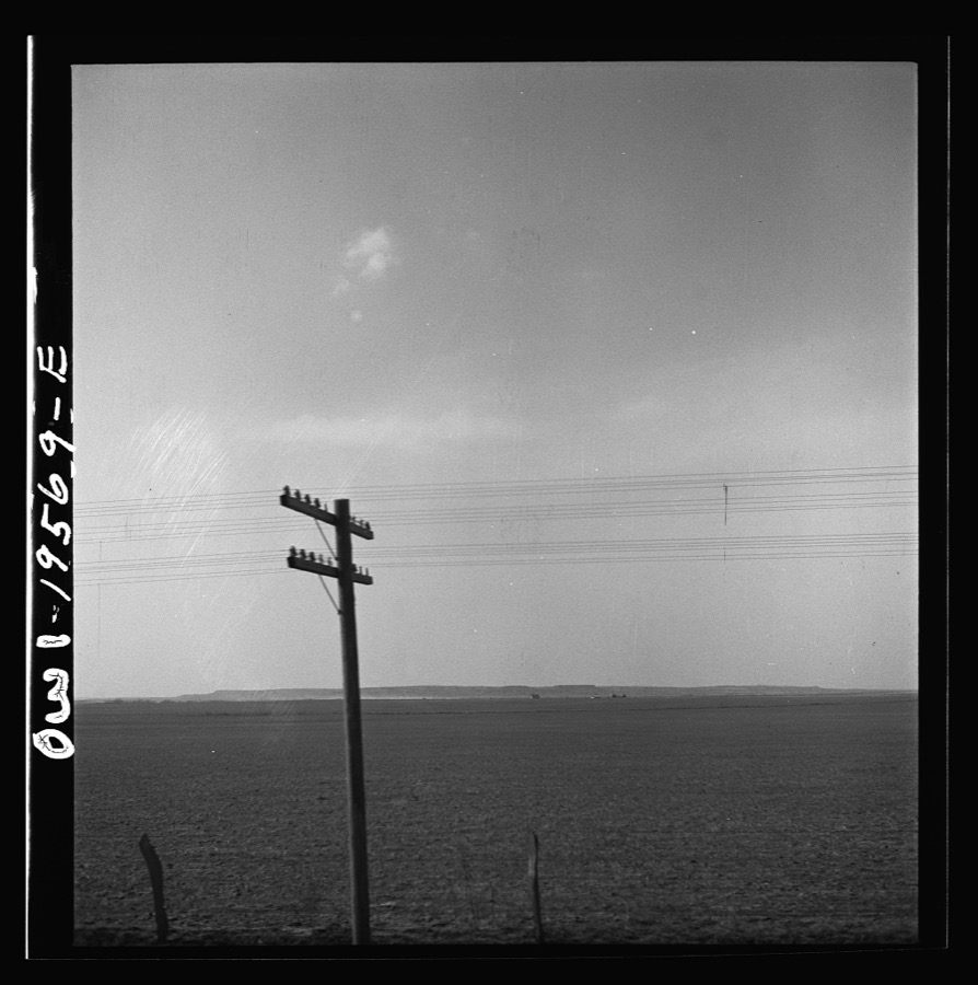 Alva (vicinity), Oklahoma. Farm landscape along the Atchison, Topeka and Santa Fe Railroad between Wellington, Kansas and Waynoka, Oklahoma