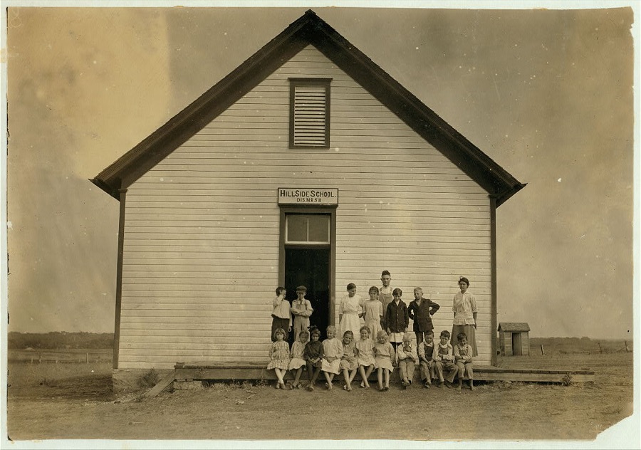 Hillside School #58; Miss Blanche Calyer, Teacher. Opened September 11th--8 months term. Enrollment 20, Average attendance 18 (last year: enrollment 43, average attendance 36). 15 others are out for cotton picking and may be out a month more. Teacher says families are mostly tenants, but she thinks they need help of children during cotton picking season.  Location: Comanche County, Oklahoma