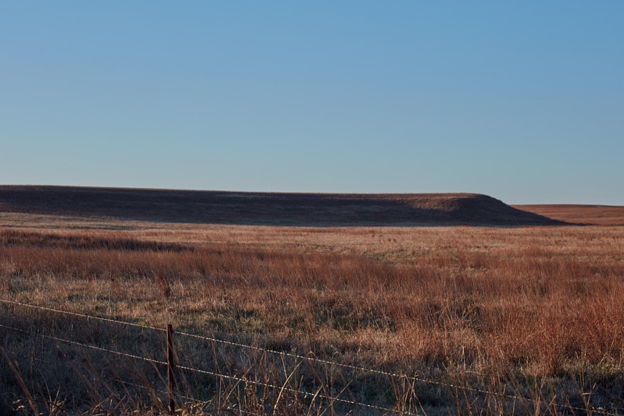 A low mesa within the Joseph H. Williams Tallgrass Prairie Preserve, owned and managed by the Nature Conservancy near the town of Foraker, in Osage County, Oklahoma
