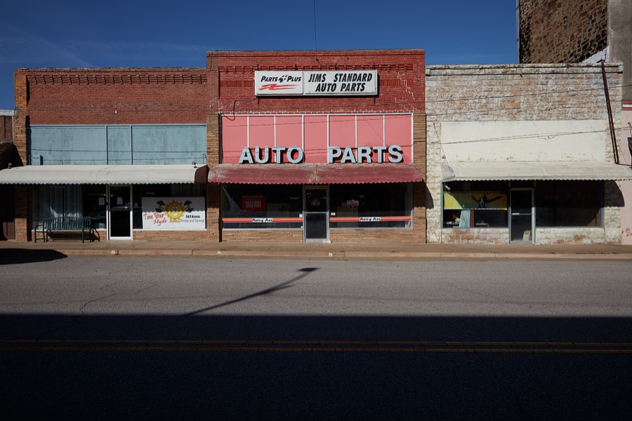 A basically abandoned commercial block in Barnsdall, a small city in Osage County, Oklahoma