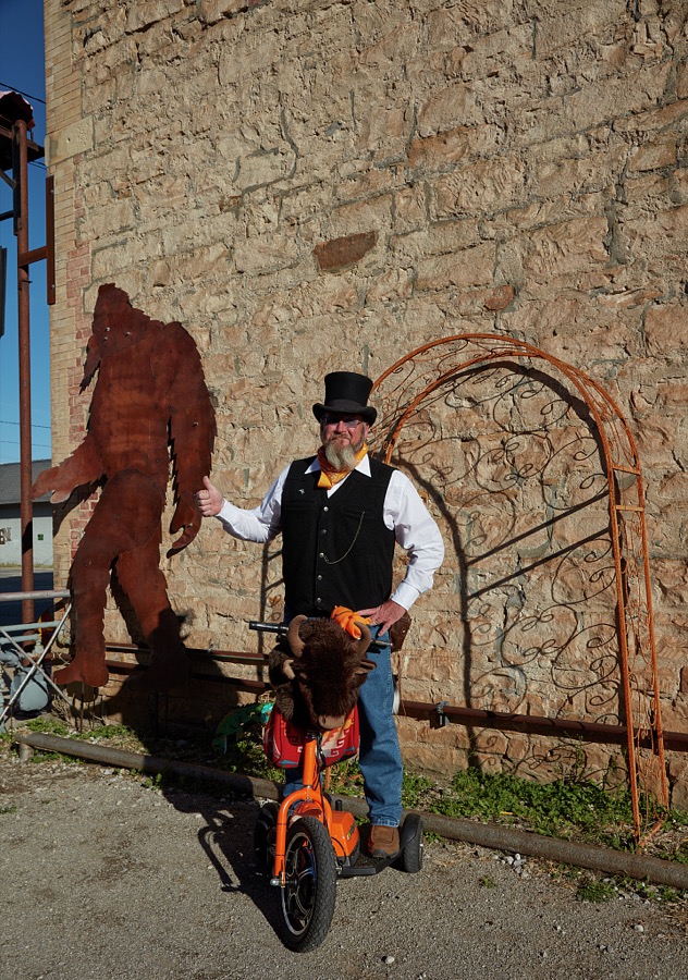 Scott Trotter describes himself as a "town promoter," riding about on a small scooter, in Pawhuska, a small city on the Osage Indian Nation in Osage County, Oklahoma, is by no means a sleepy, unimaginative place, as this image attests