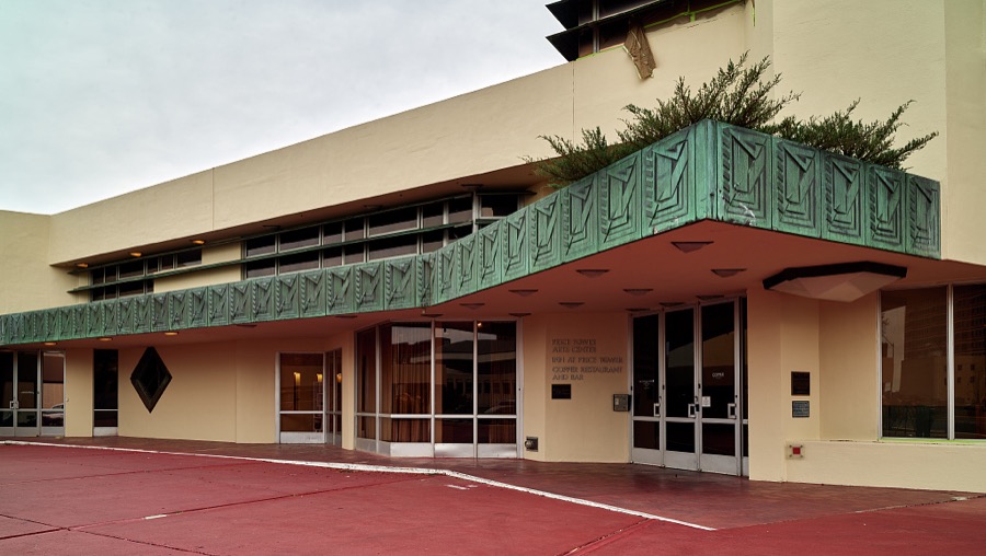Some of hundreds of Art Deco touches, in this case, the outside entrance area, at one of the most famous buildings designed by American architect Frank Lloyd Wright