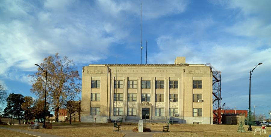 The 1932 Art Deco-style courthouse in Pawnee County, Oklahoma, much of which is also part of the overlapping Pawnee Nation of American Indians, whose people were among thousands of American Indians forcibly removed from eastern lands and relocated to what was called the "Indian Nation" in the 1800s