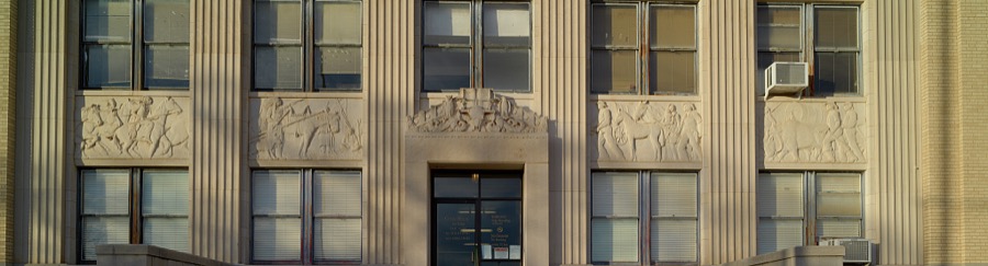 A focus on four historical friezes on the facade of the 1932 Art Deco-style courthouse in Pawnee County, Oklahoma, much of which is also part of the overlapping Pawnee Nation of American Indians, whose people were among thousands of American Indians forcibly removed from eastern lands and relocated to what was called the "Indian Nation" in the 1800s