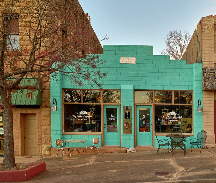 The Rusty Armadillo antiques store in Pawnee, the seat of Pawnee County, Oklahoma