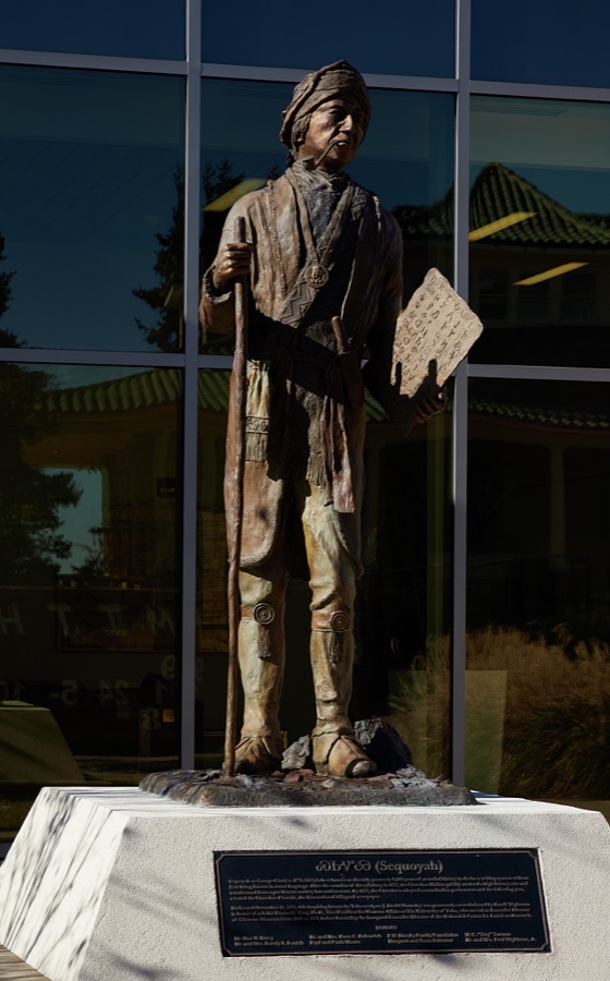 Sculpture of Sequoyah outside the Gilcrease Art & History Museum in Tulsa, Oklahoma