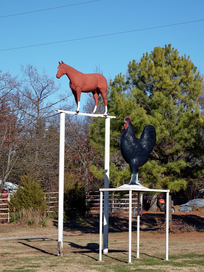 Farm entrance displays featuring one form or another of horses are not uncommon in the western United States