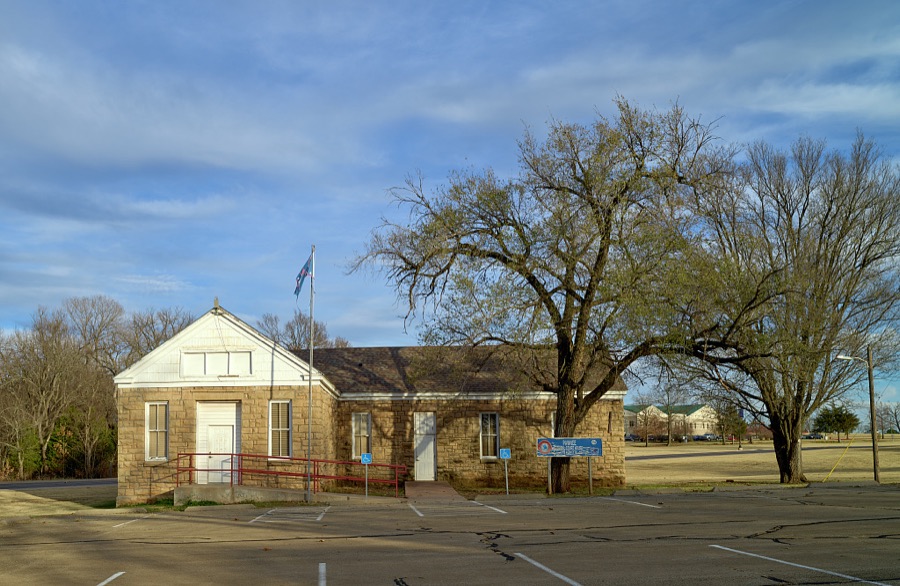 One of the remaining buildings of the Pawnee Agency and Pawnee Boarding School, established after the Pawnee tribe came to what is now Oklahoma in 1875 as part of the forcible movement of tribes from eastern lands to what was called the "Indian Nation"