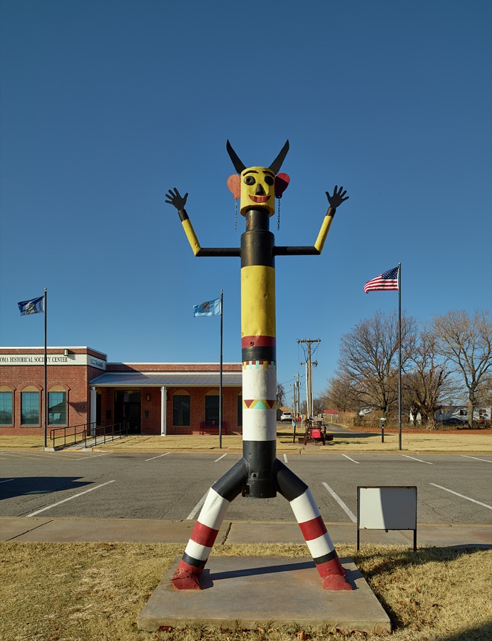 A whimsical stick figure (actually more of a narrow pipe figure) at the National Route 66 Museum in Elk City, Oklahoma, along the historic "Mother Road" that ran (and still does in limited sections) from Chicago, Illinois, to Santa Monica, California