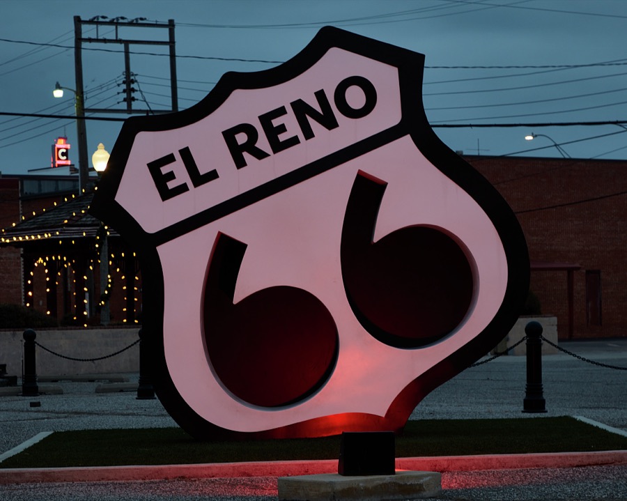 Lots of signs, murals, and references to historic U.S. Route 66, portions of which run through El Reno, a small city in central Oklahoma, are as faded as the road itself