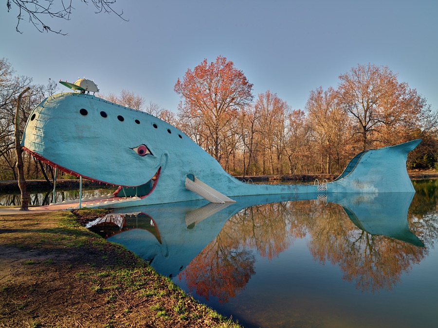 The smiling Blue Whale of Catoosa, in the small Oklahoma city of the same name, is one of the top attractions named by travelers on historic U.S. Route 66, which runs from Chicago, Illinois, to Santa Monica, California