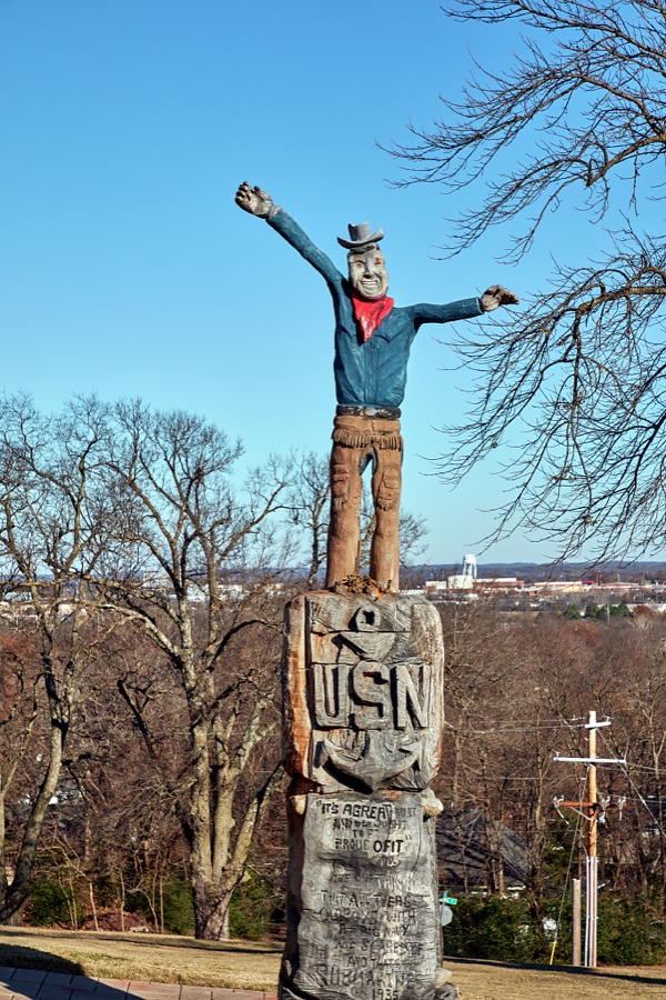 A lighthearted statue of the acclaimed humorist and movie actor, Will Rogers, beloved as "America's cowboy philosopher," at the Will Rogers Memorial Museum in Claremore, Oklahoma