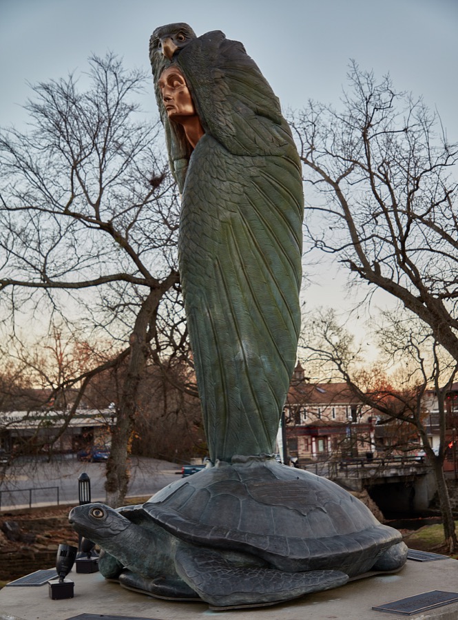 Artist Francis Jansen's "Transformation Through Forgiveness" sculpture at Northeastern State University in Tahlequah, Oklahoma