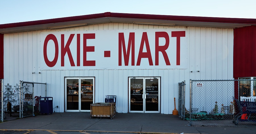 The multifaceted Okie Mart, which sells everything from groceries to pottery, in Muskogee, Oklahoma, a city that originated in the Muscogee (Creek) Nation from which the city took its (slightly altered) name