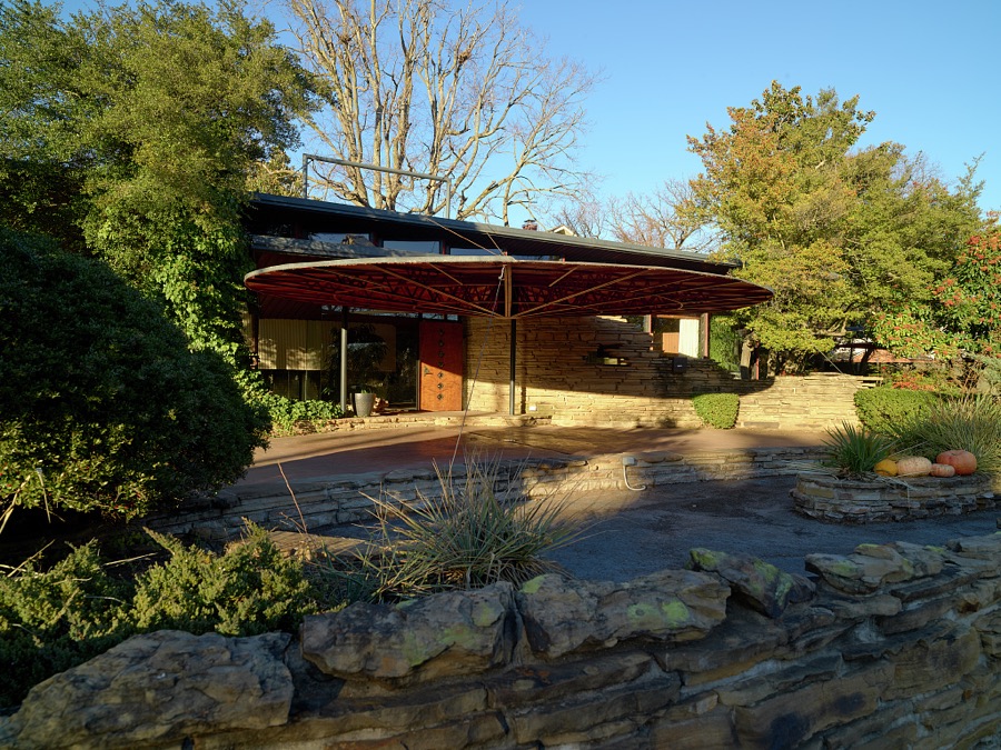 The modernist Ledbetter House, designed by Bruce Goff and completed in 1948 in Norman, a prominent suburb of the Oklahoma capital city of Oklahoma City