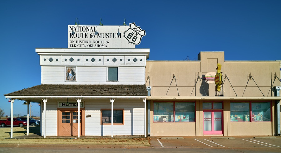 A portion of the National Route 66 Museum in Elk City, Oklahoma, along the historic "Mother Road" that ran (and still does in limited sections) from Chicago, Illinois, to Santa Monica, California