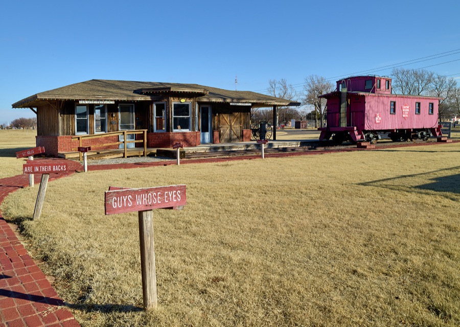 Old depot scene at the National Route 66 Museum in Elk City, Oklahoma, along the historic "Mother Road" that ran (and still does in limited sections) from Chicago, Illinois, to Santa Monica, California