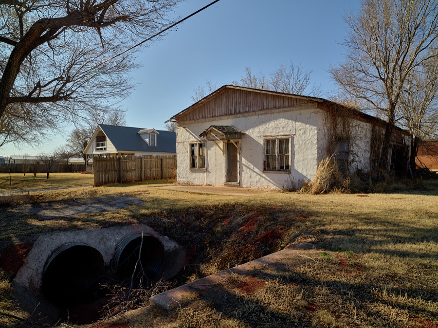 An old and interesting-looking building in the tiny Oklahoma community of Foss, along old U.S. Highway 66
