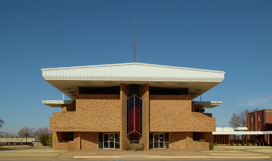 The First United Methodist Church in the western Oklahoma city of Clinton is a house of worship with unusual modernist architecture