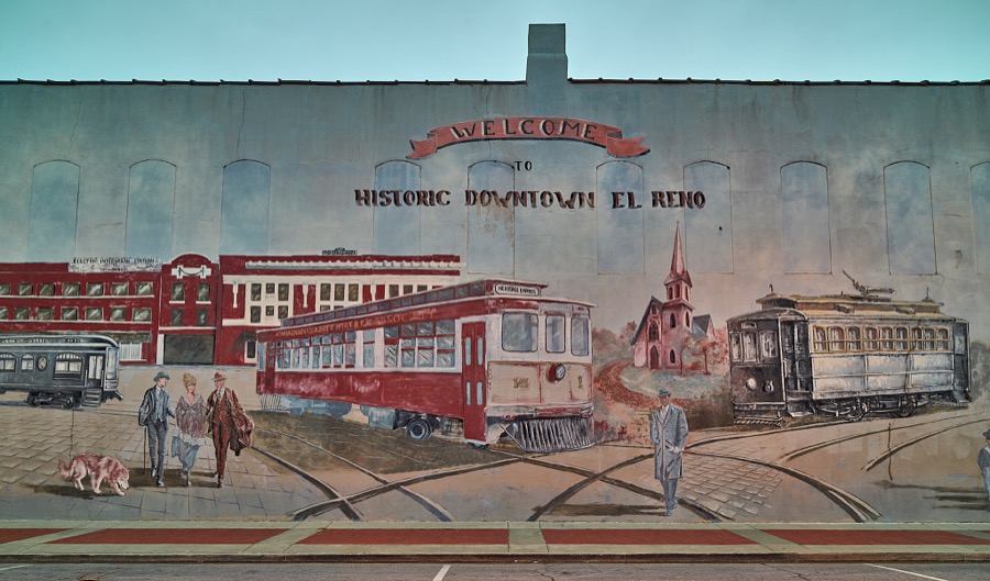Historical mural in the western Oklahoma city of Clinton
