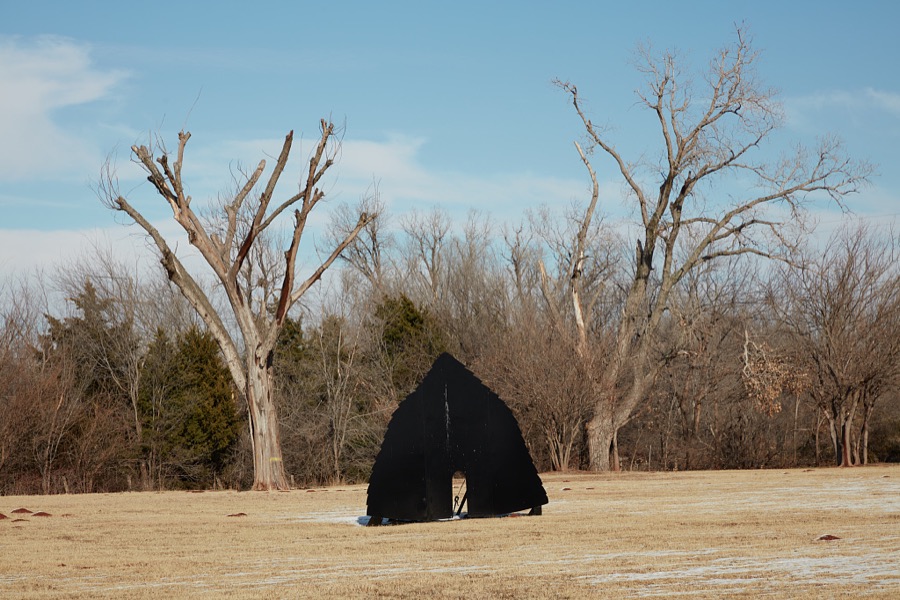 Arrowhead metal-art sculpture on the grounds of the National Hall of Fame for Famous American Indians in Anadarko, a small city in southwest Oklahoma that includes the headquarters of the Apache Tribe of Oklahoma