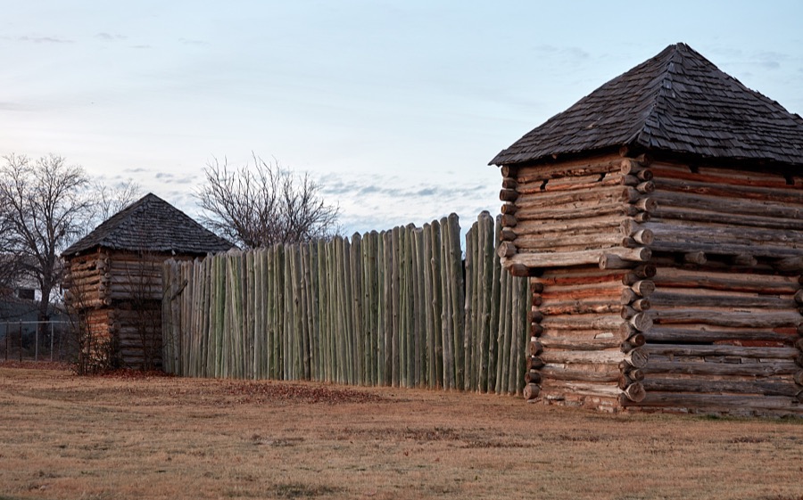 Stockade at the Museum of the Great Plains in Lawton, a city on those plains in Oklahoma, near the Texas border