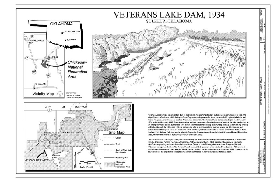 Veterans Lake Dam, Veterans Lake Access Road, Sulphur, Murray County, OK