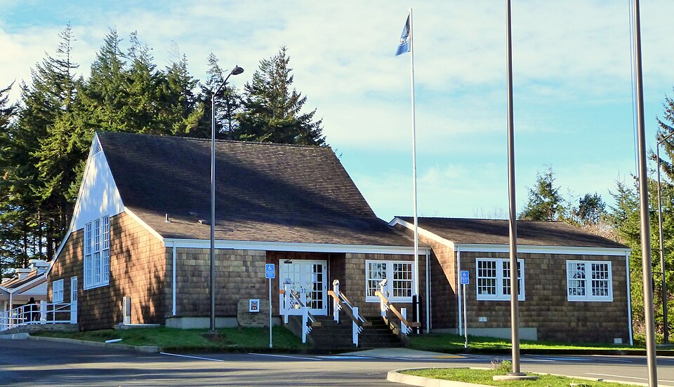 Photograph of Tribal Hall of the Confederated Tribes of Coos, Lower Umpqua and Siuslaw Indians
