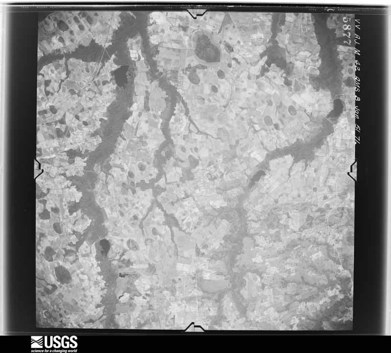 U.S. Geological Survey aerial photograph, 1951-01-08, scale 1:58000
