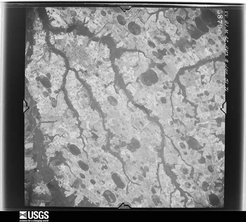 U.S. Geological Survey aerial photograph, 1951-01-08, scale 1:58000