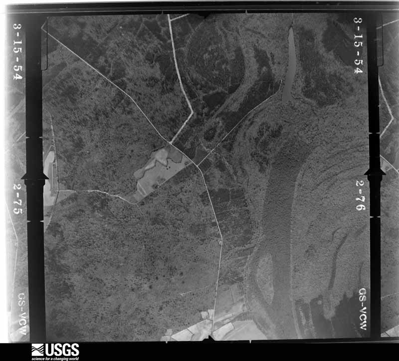 U.S. Geological Survey aerial photograph, 1954-03-15, scale 1:18000