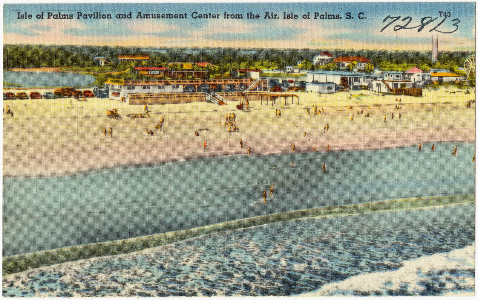 Isle of Palms Pavilion and Amusement Center from air, Isle of Palms, S. C., Boston Public Library - undated