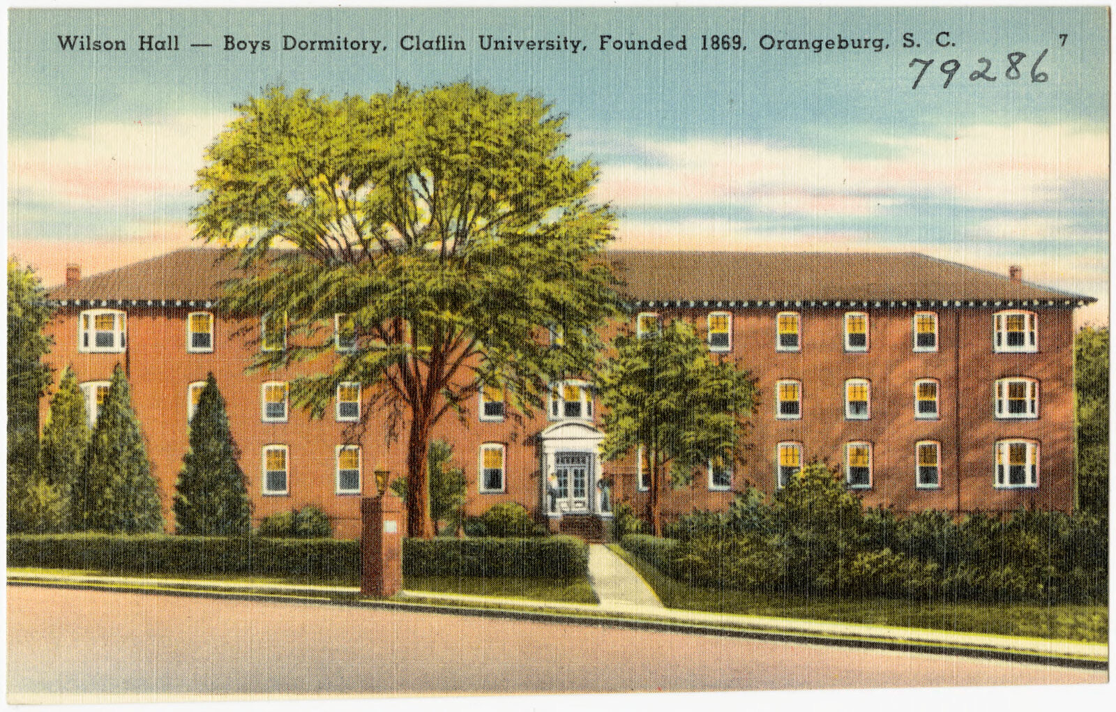 Wilson Hall -- Boys dormitory, Claflin University, founded 1869, Orangeburg, S. C., Boston Public Library - undated