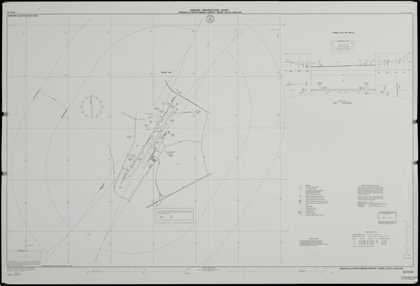 Airport obstruction chart, OC 5124, Greenville-Spartanburg Airport, Greer, South Carolina, Boston Public Library - undated