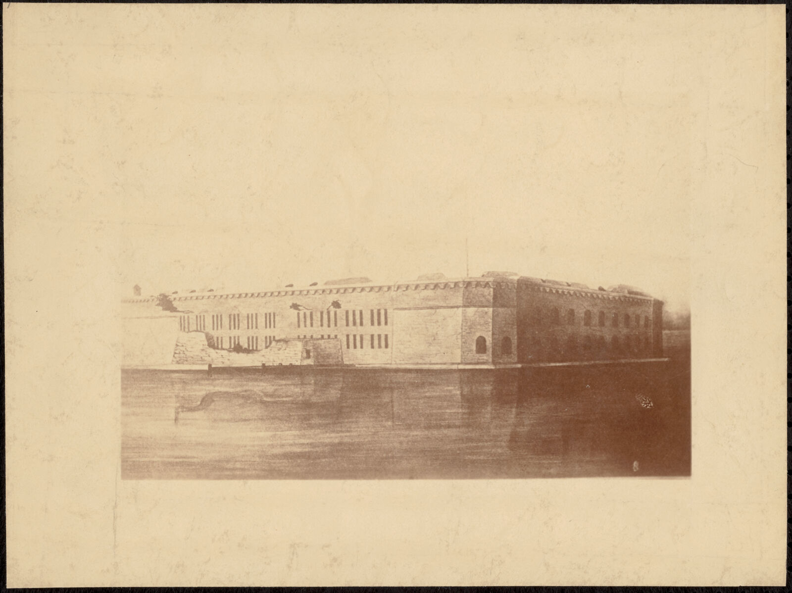 Fort Sumter, August 13, 1863, showing effect of "trial shots.", Boston Public Library - undated