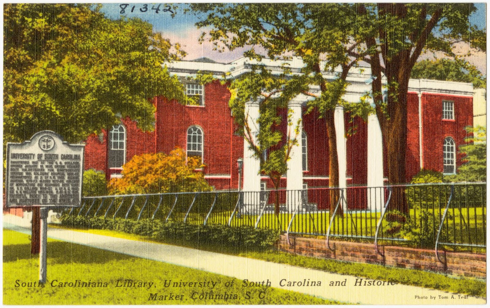 South Caroliniana Library, University of South Carolina and historic marker, Columbia, S. C., Boston Public Library - undated