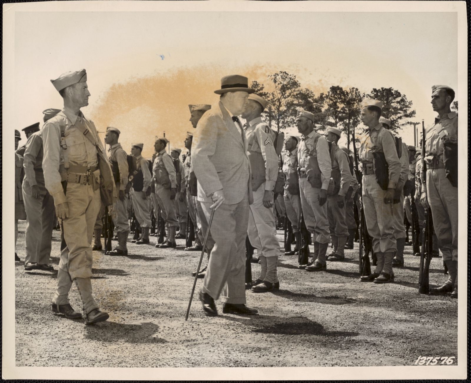 Winston Churchill visits Fort Jackson, South Carolina, American Legion Museum - undated