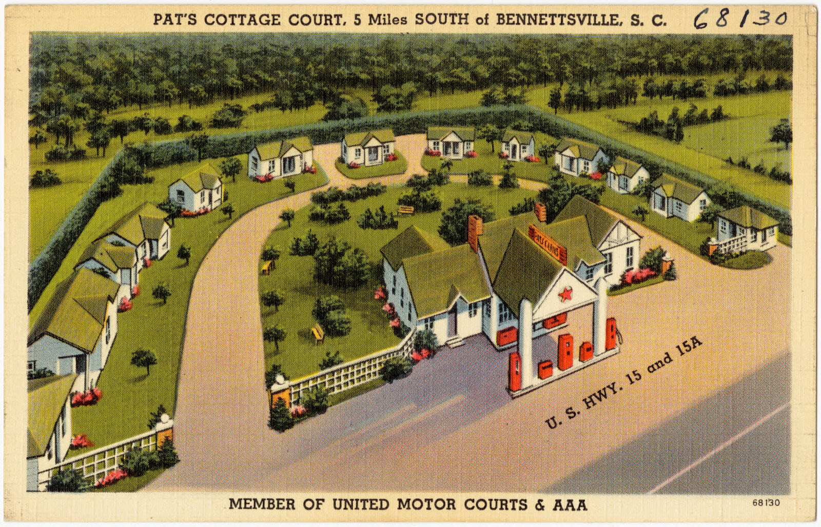 Pat's Cottage Court, 5 miles south of Bennettsville, S. C., Boston Public Library - undated
