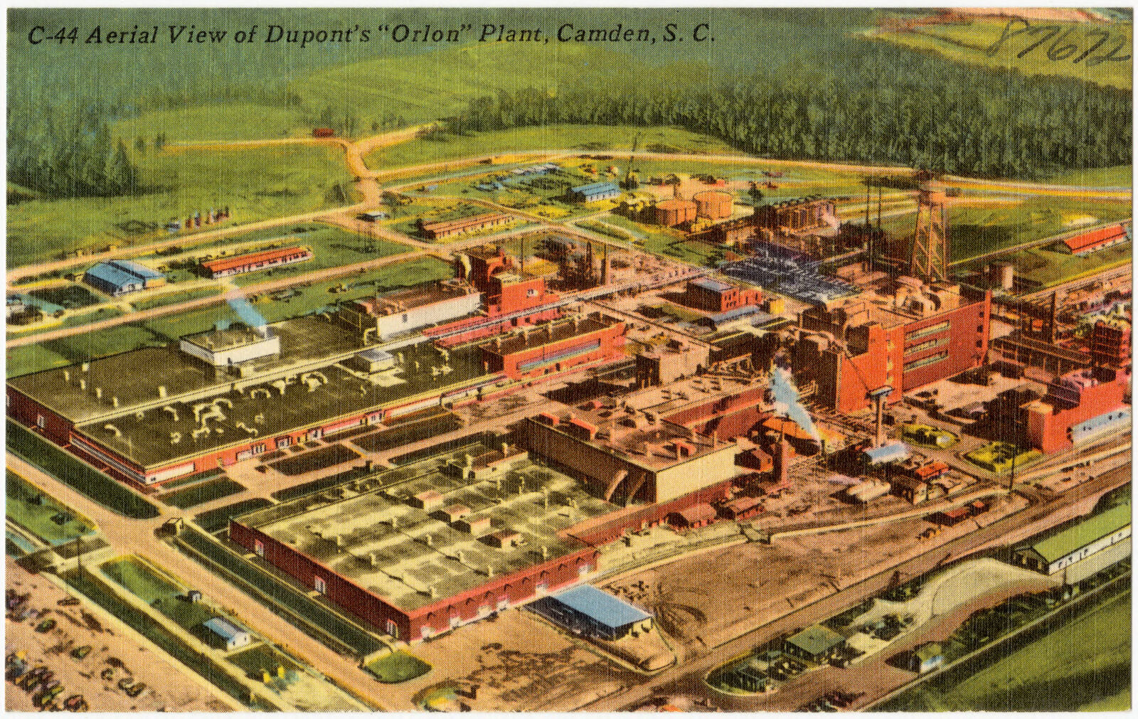 Aerial view of Dupont's "Orlon" Plant, Camden, S. C., Boston Public Library - undated
