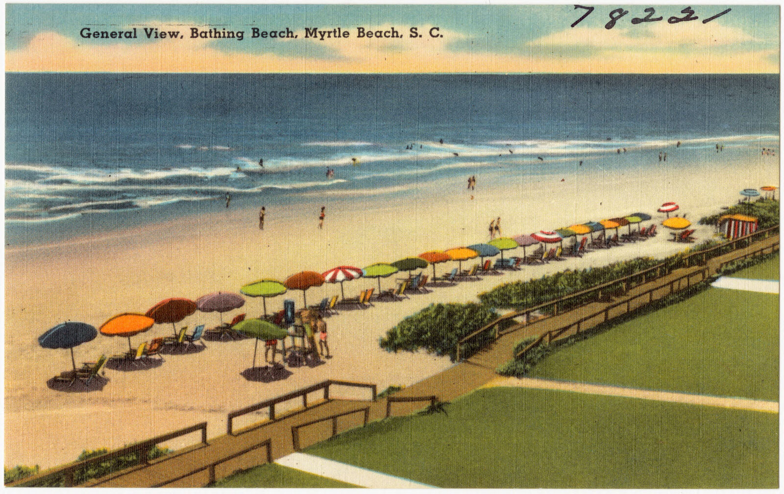 General view, bathing beach, Myrtle Beach, S. C., Boston Public Library - undated