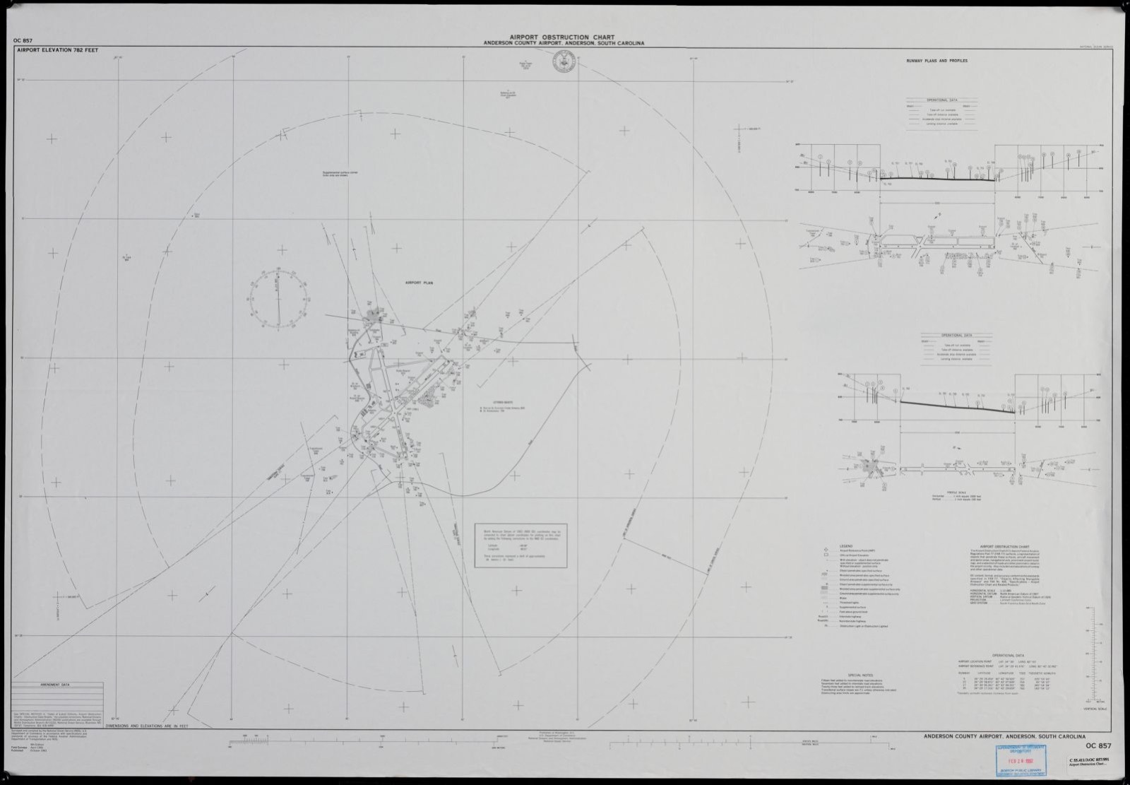Airport obstruction chart, OC 857, Anderson County Airport, Anderson, South Carolina, Boston Public Library - undated