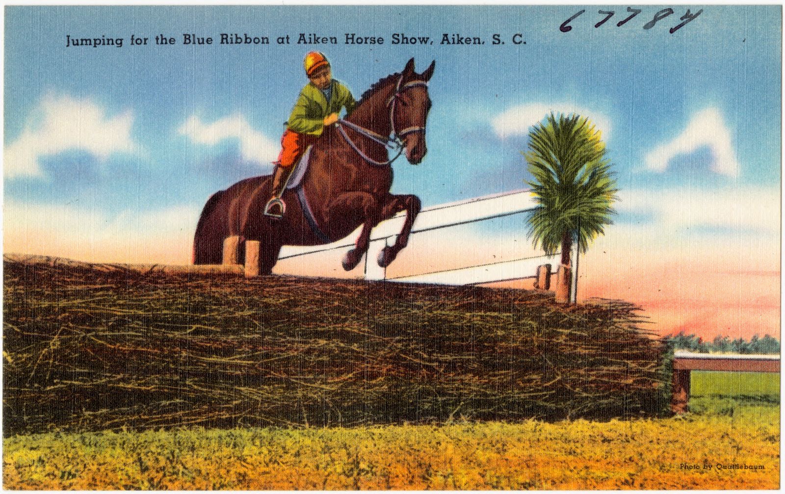 Jumping for the Blue Ribbon at Aiken Horse Show, Aiken, S. C., Boston Public Library - undated
