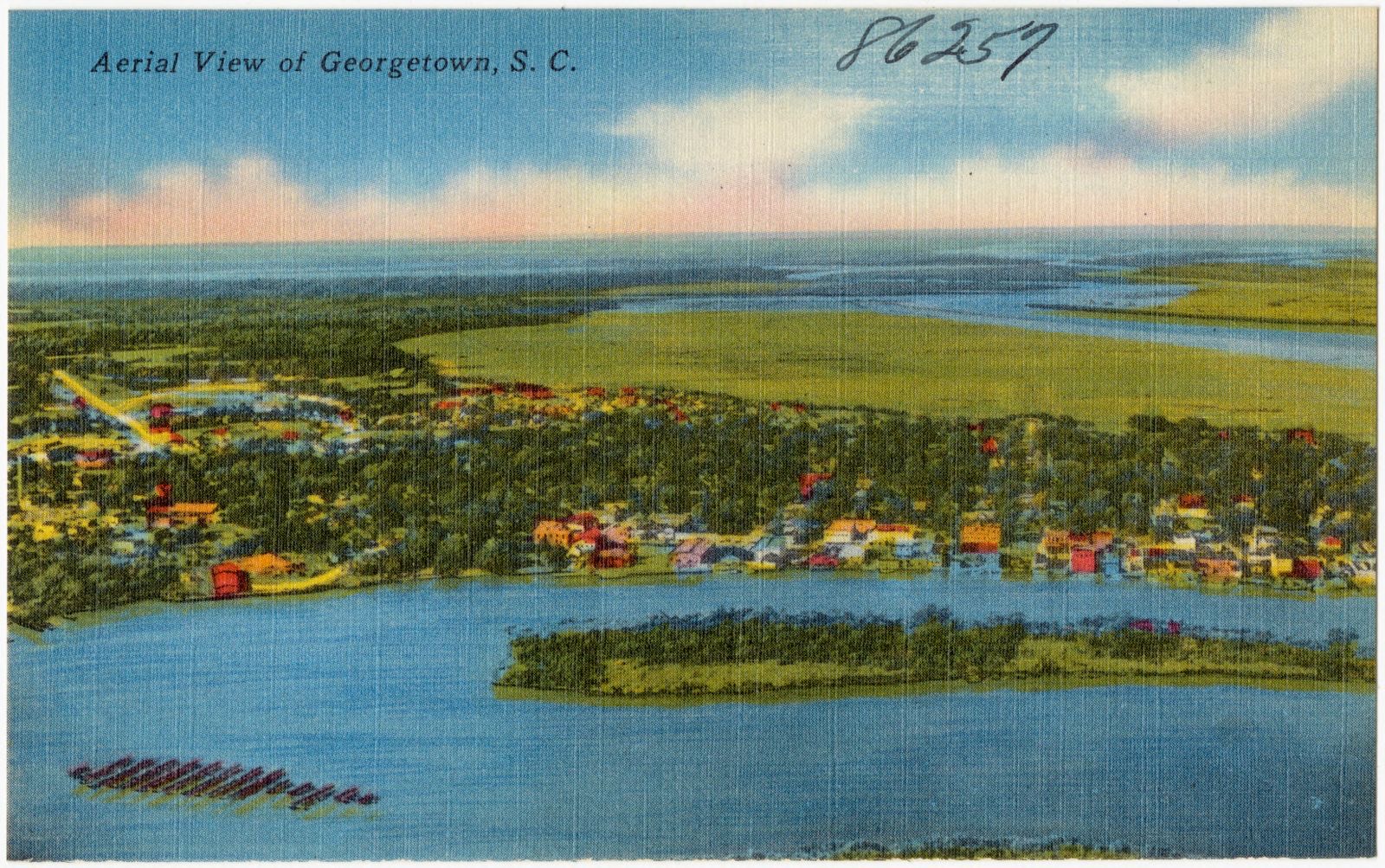 Aerial view of Georgetown, S. C., Boston Public Library - undated