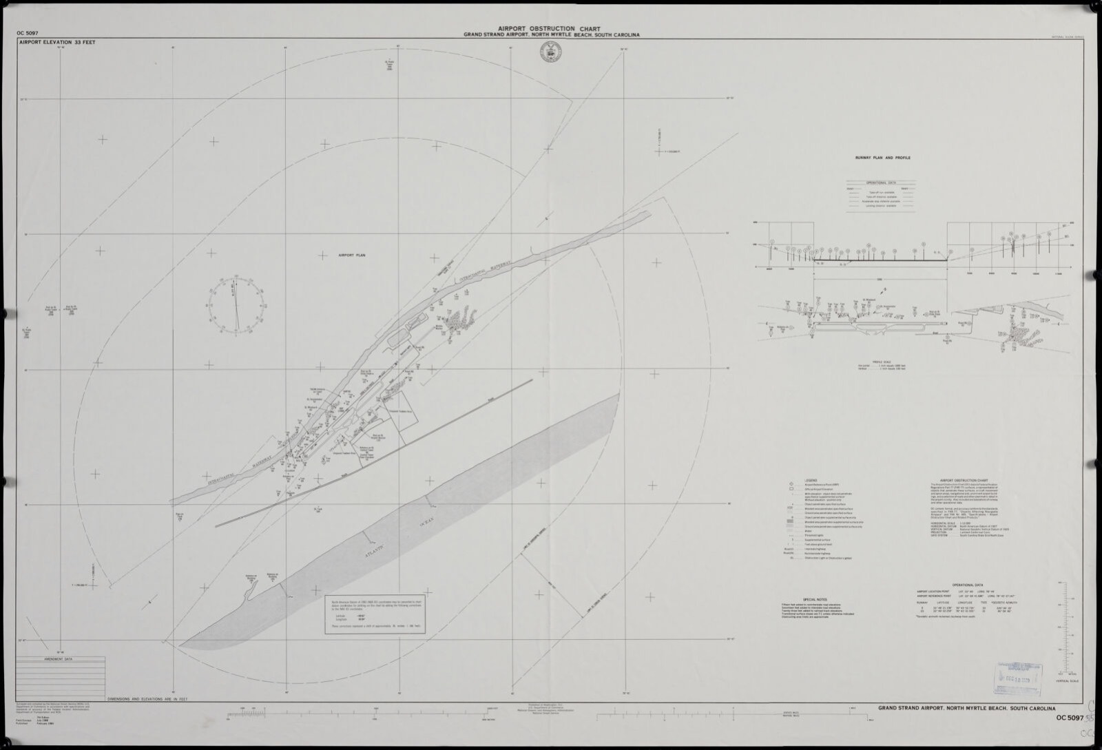 Airport obstruction chart, OC 5097, Grand Strand Airport, North Myrtle Beach, South Carolina, Boston Public Library - undated