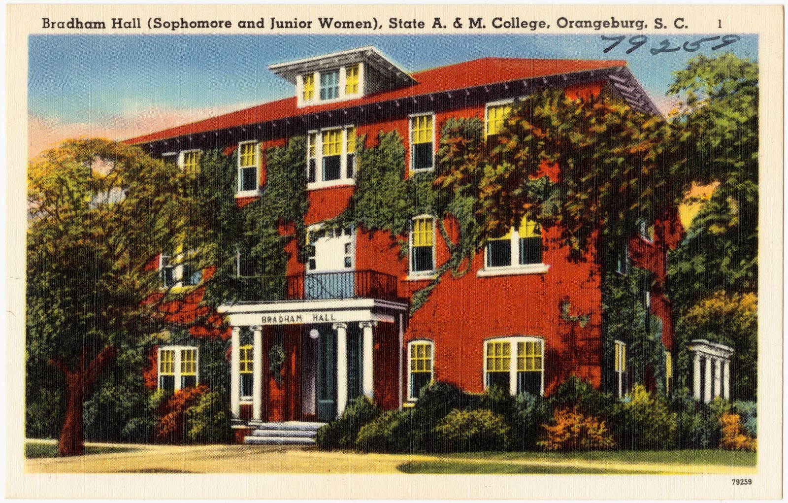 Bradham Hall (Sophomore and Junior Women), State A. & M. College, Orangeburg, S. C., Boston Public Library - undated
