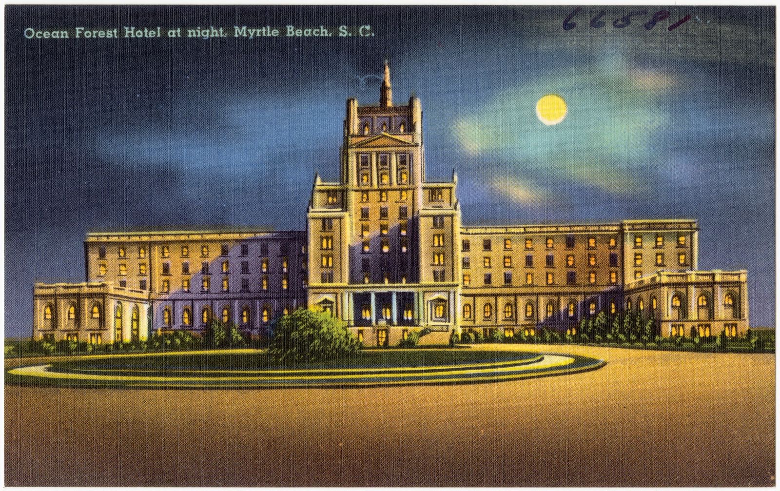Ocean Forest Hotel at night, Myrtle Beach, S. C., Boston Public Library - undated