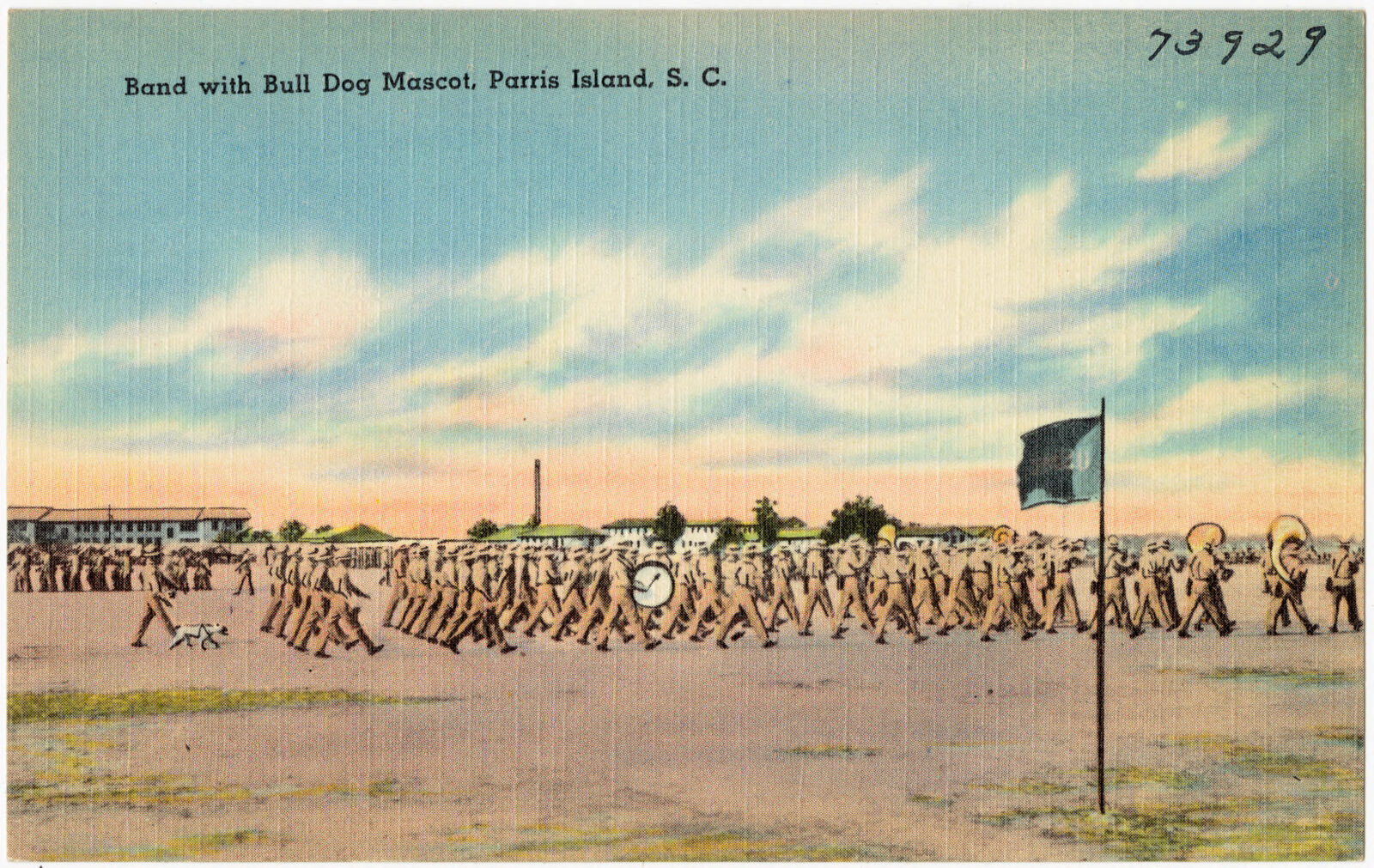 Band with Bull Dog Mascot, Parris Island, S. C., Boston Public Library - undated