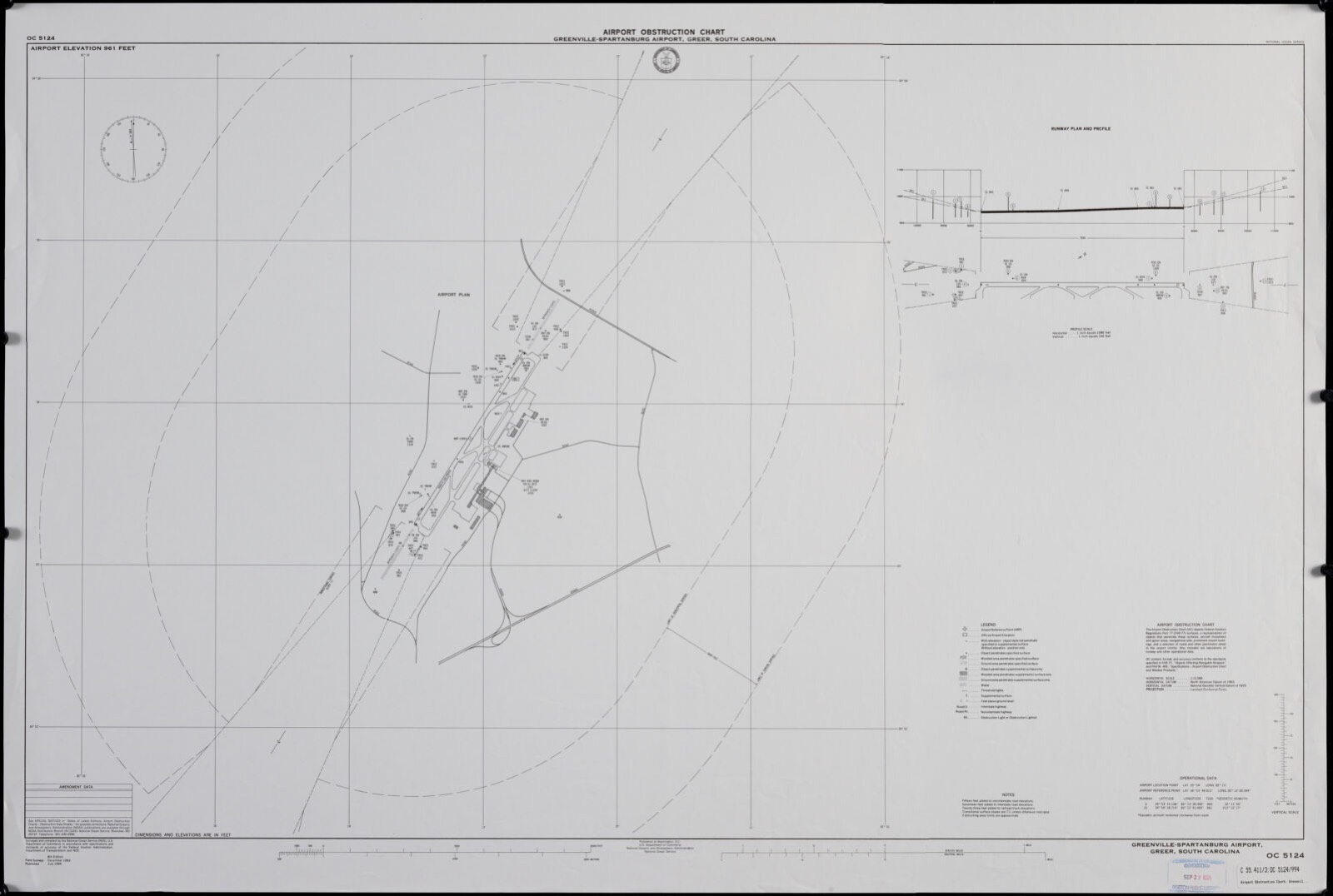 Airport obstruction chart, OC 5124, Greenville-Spartanburg Airport, Greer, South Carolina, Boston Public Library - undated